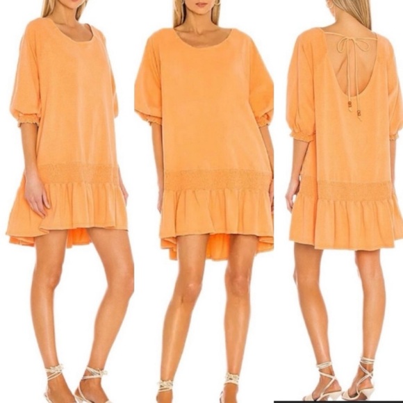 Free People Beach open back babydoll dress MEDIUM boho‎ oversized pockets - Picture 5 of 15